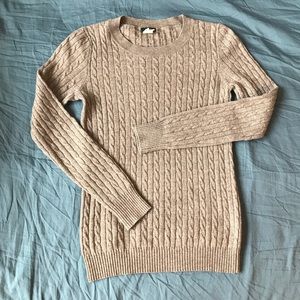 J.Crew Tan Cambridge Cable Crewneck Sweater